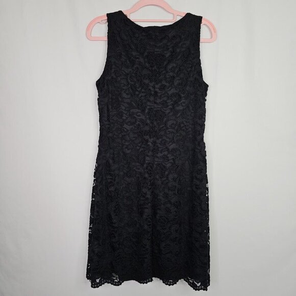 CHAPS by RALPH LAUREN Y2K BLACK LACE Dress size 8 Elegant Cocktail Feminine Chic - Picture 6 of 7
